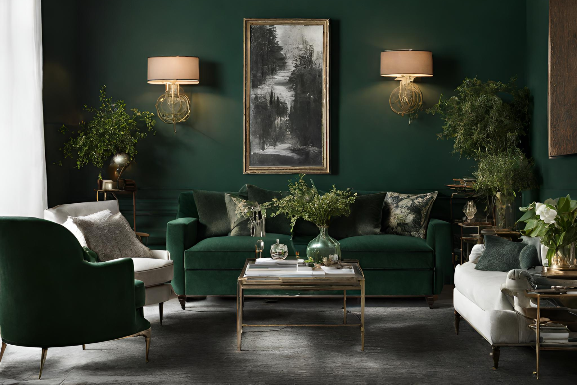 Dunkelgrüne Wandfarbe: Die Luxuriöse eleganz für ein zeitloses Ambiente