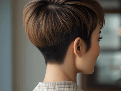 gestuft Pixie Cut mit betontem Hinterkopf