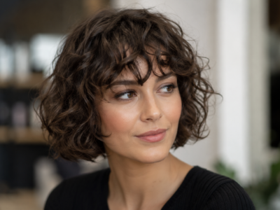 Kurzer Bob mit Locken und Pony